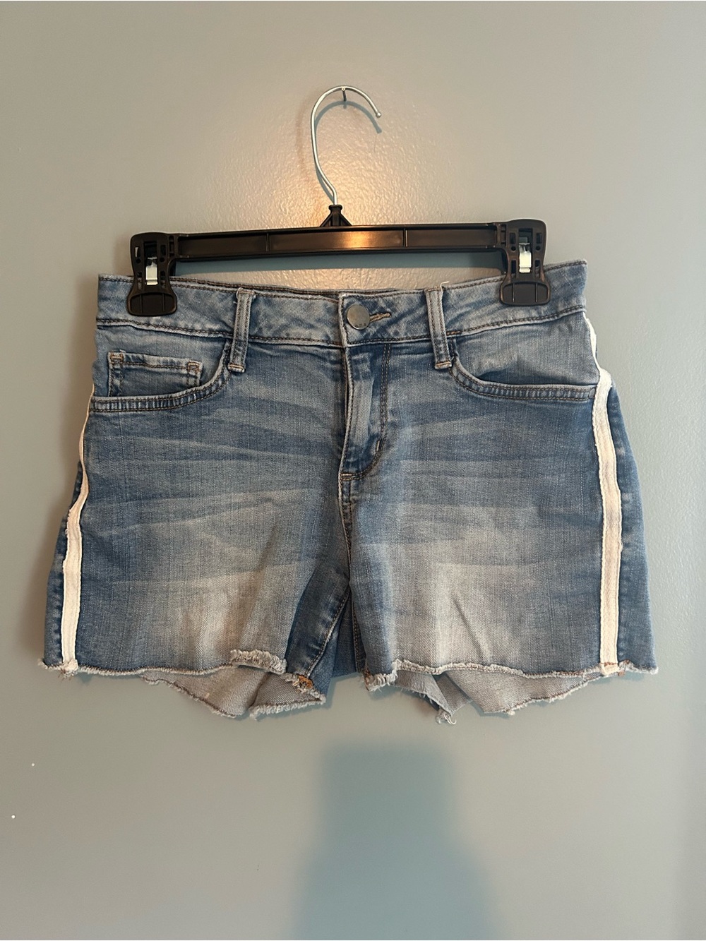 a.n.a Light Blue Denim Shorts with White Side Stripes